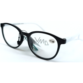 Berkeley Dioptrické okuliare na čítanie +1,0 plastové, čierne biele rámčeky 1 kus MC2253