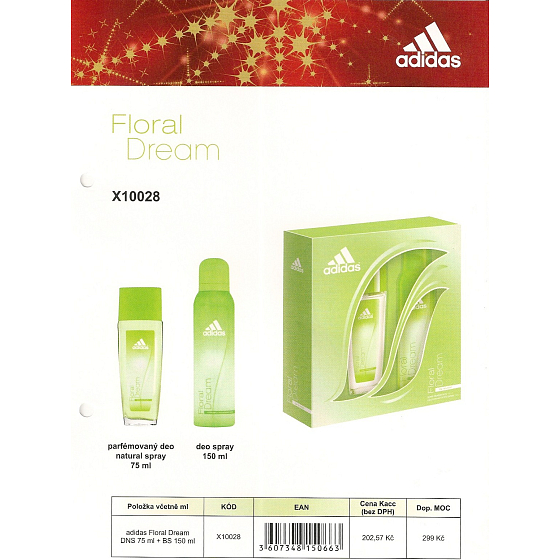 Adidas Floral Dream parfumovaný deodorant sklo 75 ml + dezodorant sprej 150 ml, kozmetická sada