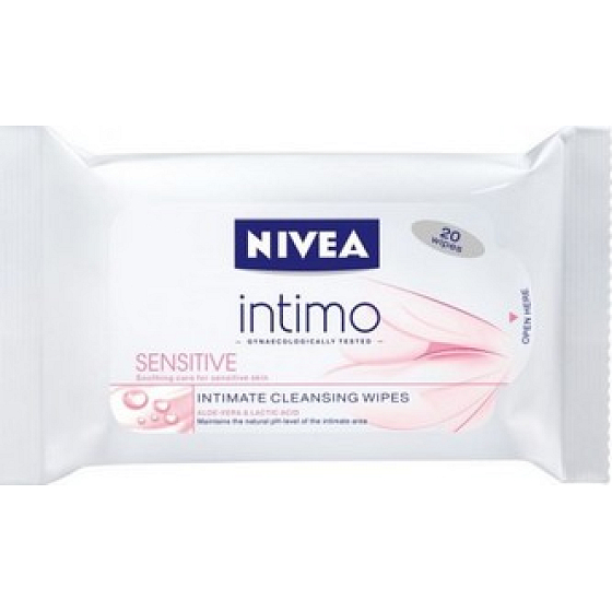 Nivea Intimo Sensitive obrúsky na intímnu hygienu 20 kusov