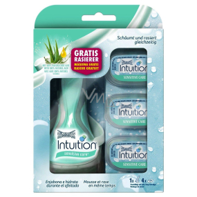 Wilkinson Intuition Naturals Sensitive Care 4 brity holiaci strojček pre ženy + náhradné hlavice 4 kusy, kozmetická sada