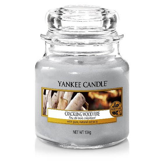 Yankee Candle Crackling Wood Fire - Praskajúce oheň v krbe vonná sviečka Classic malá sklo 104 g
