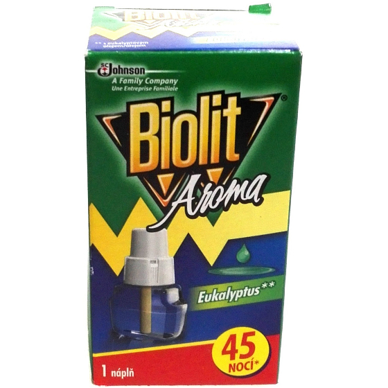 Biolit Aróma Elektrický odparovač s vôňou eukalyptu proti komárom 45 nocí náhradná náplň 27 ml