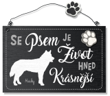 Nekupto Pets drevený nápis Husky 155 x 98 x 5 mm