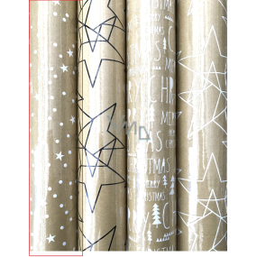 Zowie Darčekový baliaci papier 70 x 150 cm Vianočný Luxusné scanda s razbou zlatý - biele bodky, hviezdičky