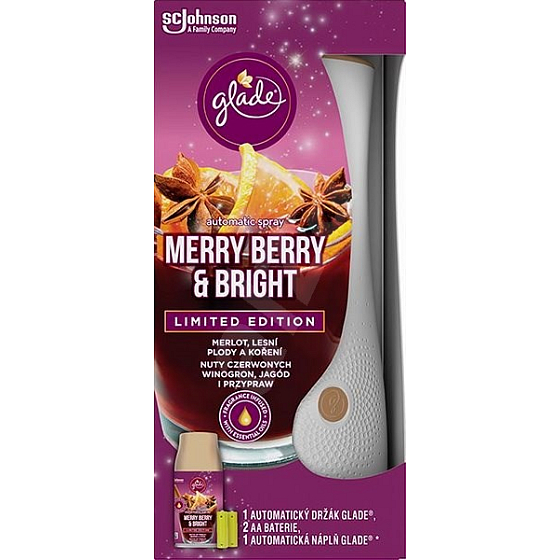 Glade Merry Berry & Bright s vôňou merlotu, lesných plodov a korenín automatický osviežovač vzduchu 269 ml