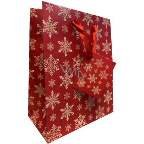 Ditipo Darčeková papierová taška 22,5 x 17,5 x 10 cm Vianočná červená, snehové vločky