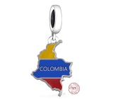 Prívesok striebro 925 Kolumbia vlajka - srdce, cestovný náramok prívesok