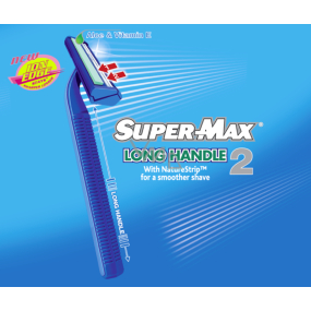 Super-Max Long Handle jednorazový 2břitý holiaci strojček pre mužov 1 kus