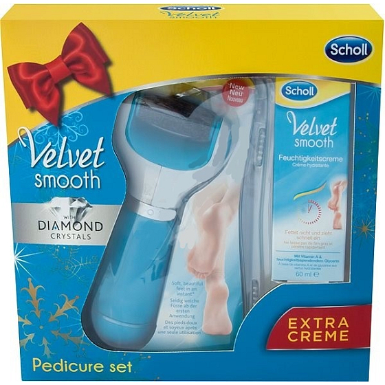 Scholl Velvet Smooth elektrický pilník na chodidlá + Essential Smooth denný hydratačný krém 60 ml