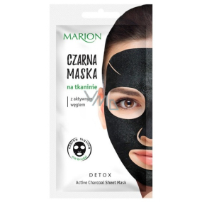 Marion Detox Black s aktívnym dreveným uhlím pre reguláciu mazu čierna látková pleťová maska 1 kus