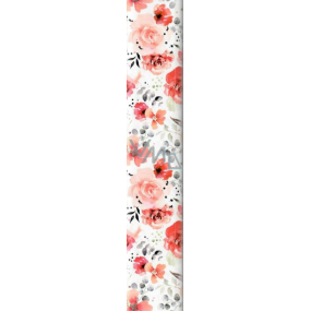 Ditipo Darčekový baliaci papier 70 x 200 cm biely červené kvety