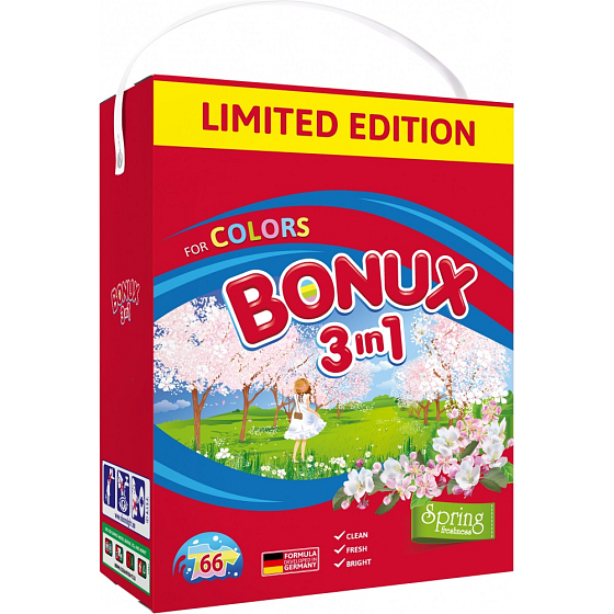 Bonux Color Spring Freshness 3v1 prací prášok na farebnú bielizeň 66 dávok 4,95 kg