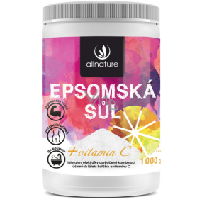 Allnature Epsomská soľ horčík, síran + vitamín C na regeneráciu a omladenie svalov 1000 g