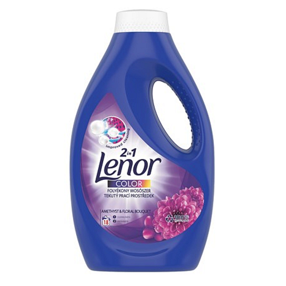 Lenor Color 2v1 Amethyst & Floral Bouquet vôňa pivoniek a planých ruží tekutý prací gél na farebné prádlo 18 dávok 990 ml