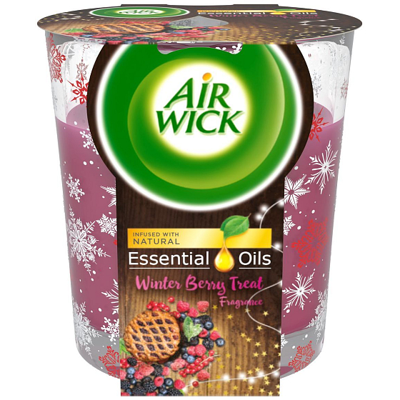 Air Wick Essential Oils Merry Berry - Vôňa zimného ovocia sviečka v skle 105 g