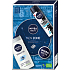 Nivea Men Zone Sensitive sprchový gél na telo, tvár a vlasy 250 ml + Invisible Black & White Fresh antiperspirant dezodorant v spreji 150 ml + krémový krém 30 ml, kozmetická sada pre mužov