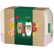 Palmolive UP! Sprchový gél Citrus & Peach 200 ml + sprchový krém Smoothies Refreshing Peach 500 ml + bieliaca zubná pasta Colgate Max White Charcoal 75 ml + zubná kefka + kozmetická taštička, kozmetická sada pre ženy