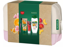 Palmolive UP! Sprchový gél Citrus & Peach 200 ml + sprchový krém Smoothies Refreshing Peach 500 ml + bieliaca zubná pasta Colgate Max White Charcoal 75 ml + zubná kefka + kozmetická taštička, kozmetická sada pre ženy