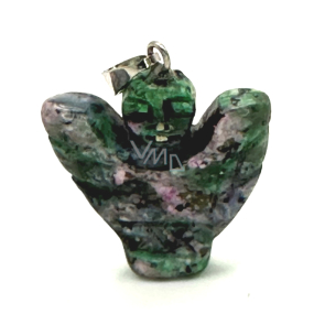 Anyolot / Ruby v zoisite Anjel, anjelské krídla prívesok prírodný kameň ručne brúsený 25 x 21 x 5 mm, odbúrava stres