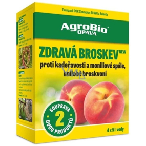 AgroBio Zdravá broskev Champion 50 WG + Belanty proti kadeřavost, moniliové spále a hnilobě broskvoní 4 x 5 l, souprava dvou produktů 0029116799+24110128, 2/2027
