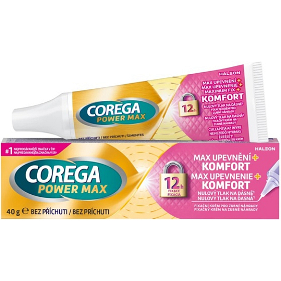 Corega Power Max upevnenie + komfort fixačný krém na zubnú protézu 40 g