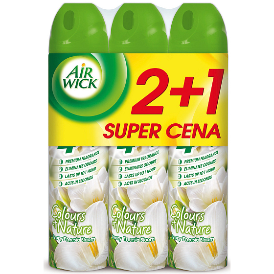 Air Wick Biele kvety Frézie 4v1 osviežovač vzduchu sprej 3 x 240 ml