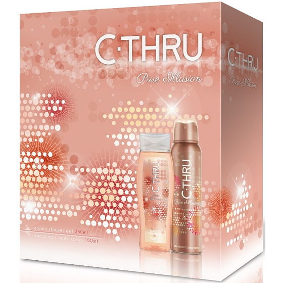 C-Thru Pure Illusion dezodorant sprej pre ženy 150 ml + sprchový gél 250 ml, darčeková sada