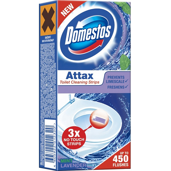 Domestos Attax Mint Lavender čistiace prúžky do toalety 3 x 10 g