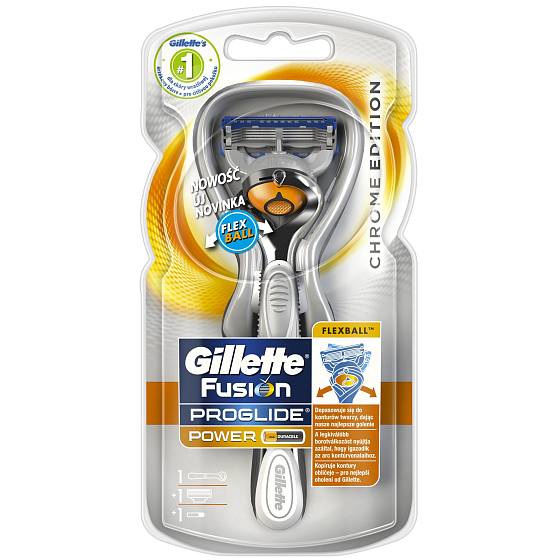 Gillette Fusion ProGlide Flexball Power Silver holiaci strojček + náhradné hlavice 1 kus + batérie 1 kus, pre mužov