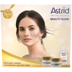 Astrid Beauty Elixir denný krém proti vráskam 50 ml + nočný krém proti vráskam 50 ml + dvojfázový odličovač očí a pier 125 ml, kozmetická sada