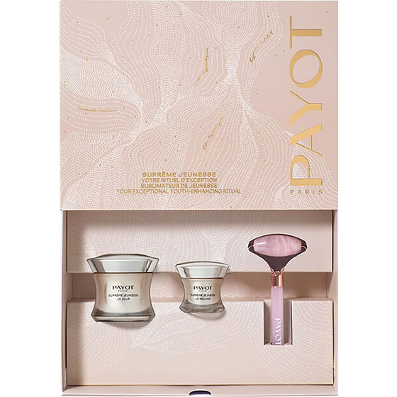 Payot Supreme Jeunesse Le Jour denný krém s omladzujúcim účinkom 50 ml + Supreme Jeunesse Regard očný krém proti vráskam 15 ml + masážny valček na tvár, kozmetická sada pre ženy
