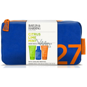 Baylis & Harding Balzam po holení Citrus, limetka a mäta 50 ml + umývací gél na telo a vlasy 2v1 100 ml + umývací gél na tvár 50 ml + kozmetická taška, kozmetická súprava pre mužov