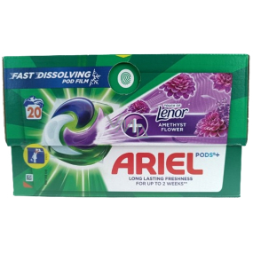 Ariel +Touch Of Lenor Amethyst Flower gélové kapsuly pre dlhotrvajúcu sviežosť 20 kusov