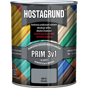 Hostagrund Prim 3v1 S2177 základná i vrchná farba na kov, 0912 hliník, 600 ml