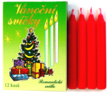 Romantické svetelné vianočné sviečky - krabica, horiace 90 minút červená 12 kusov