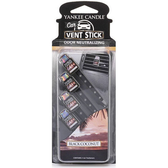 Yankee Candle Black Coconut - Čierny kokos vonné kolíčky do auta 4 kusy 29 g