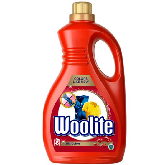 Woolite Mix Color prací gél na farebné prádlo zachováva intenzitu farby 45 dávok 2,7 l