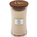 Woodwick White Honey - Biely med vonná sviečka s dreveným knôtom a viečkom sklo veľká 609,5 g