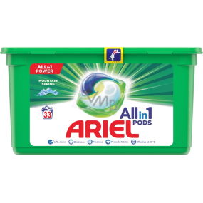 Ariel All-in-1 Pods Mountain Spring gélové kapsule na pranie bielizne 33 kusov 831,6 g