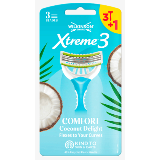 Dámsky holiaci strojček Wilkinson Xtreme 3 Comfort Coconut Delight 4 kusy