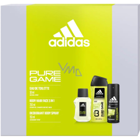 Adidas Pure Game toaletná voda 50 ml + dezodorant v spreji 150 ml + sprchový gél 250 ml, darčeková sada pre mužov