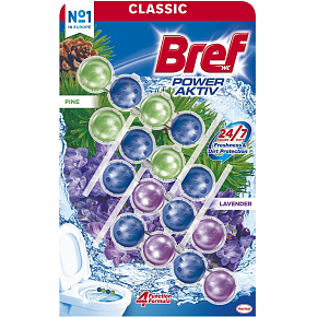Bref Power Aktiv Borovica & Levanduľa tuhý WC blok, 4× 50 g