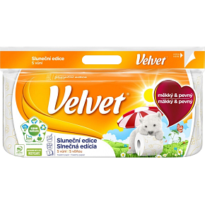 Velvet 3vrstvový toaletný papier slnečná edícia, rola 18,3 m, 8 rolí