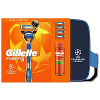 Darčeková sada Gillette Fusion, holiaci strojček, 4 náhradné hlavy, holiaci gél 200 ml