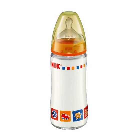 Nuk First Choice Sklenená fľaša 240 ml Silikónový cumlík 0-6 mesiacov veľkosť 1