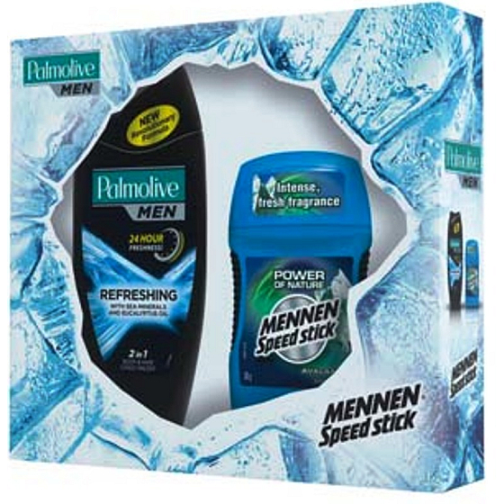 Palmolive Men Refreshing sprchový gél 250 ml + Mennen Speed Stick Power of Nature Avalanche dezodorant stick 60 g, kozmetická sada