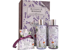 Bohemia Gifts Botanica Levanduľa sprchový gél 200 ml + šampón na vlasy 200 ml + toaletné mydlo 100 g, kniha kozmetická sada