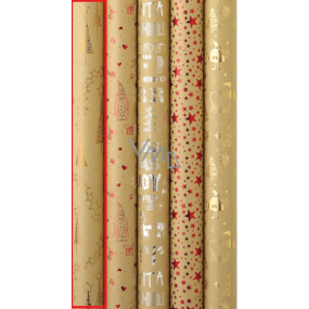 Zowie Darčekový baliaci papier 70 x 150 cm Vianočný Luxusné Luxury s razbou medené stromčeky s hviezdou, hviezdičky