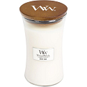 Woodwick White Teak - Biely teak vonná sviečka s dreveným knôtom a viečkom sklo veľká 609,5 g