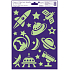 Okenná fólia bez lepidla plastová svietiaca v tme raketa, ufo 20 x 30 cm